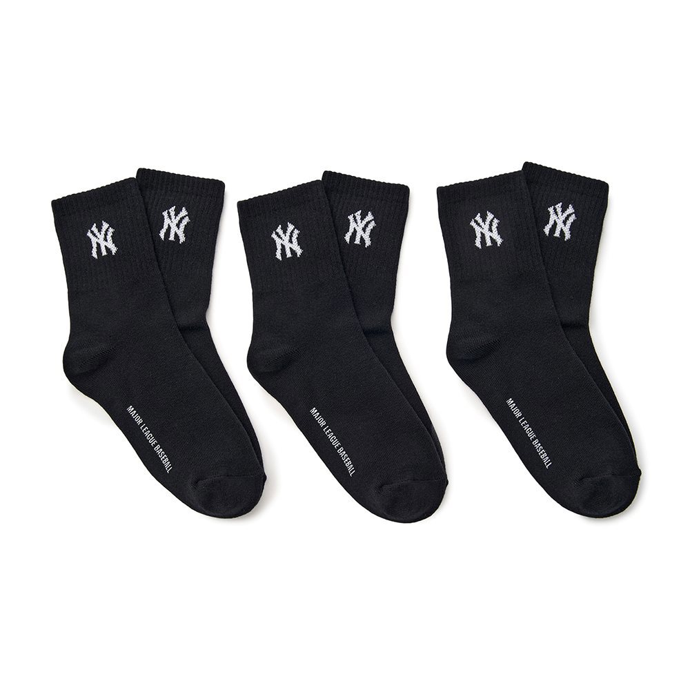 MLB KIDS 中筒襪三入組 童襪 紐約洋基隊 (7ASOB035N-50BKS)