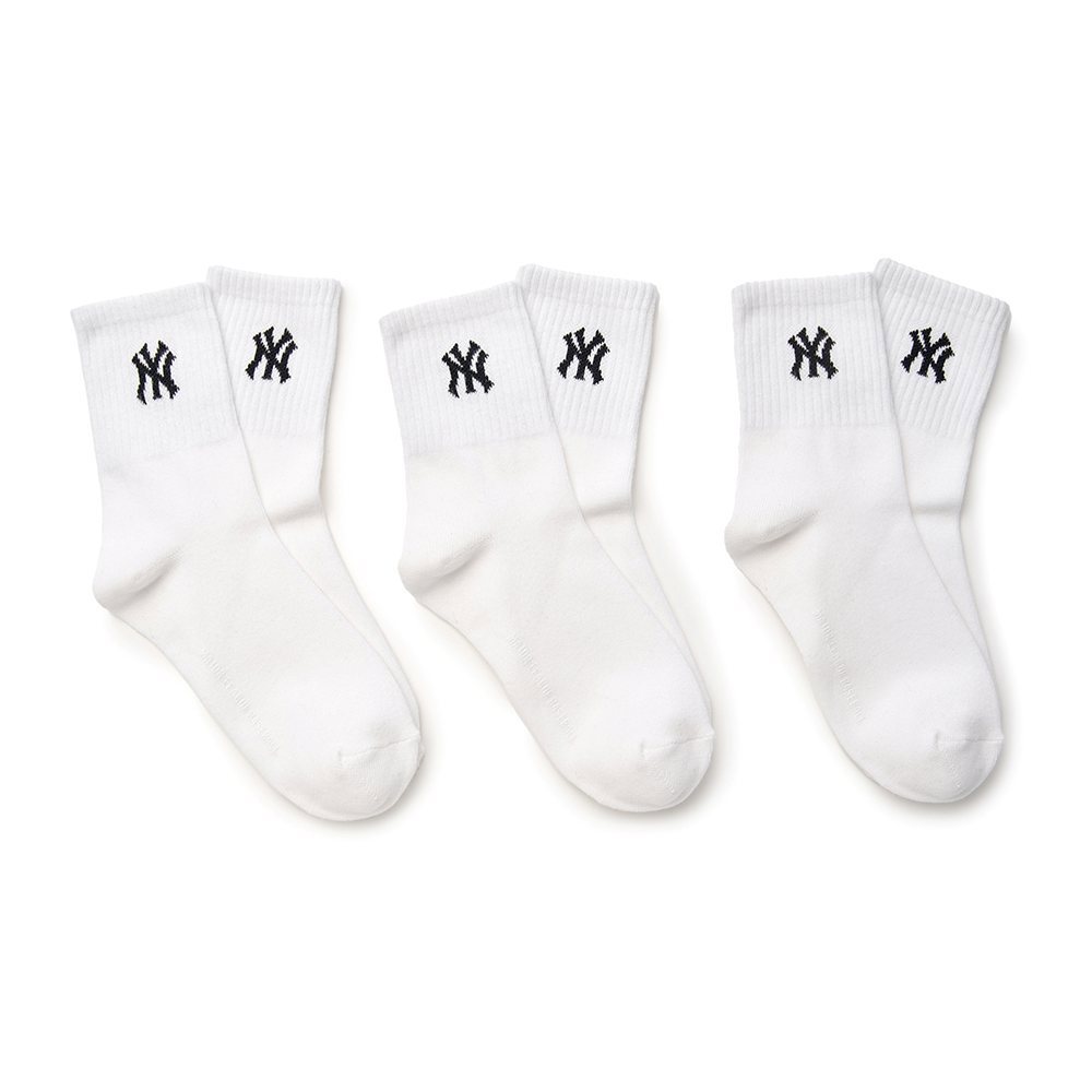 MLB KIDS 中筒襪三入組 童襪 紐約洋基隊 (7ASOB035N-50WHS)