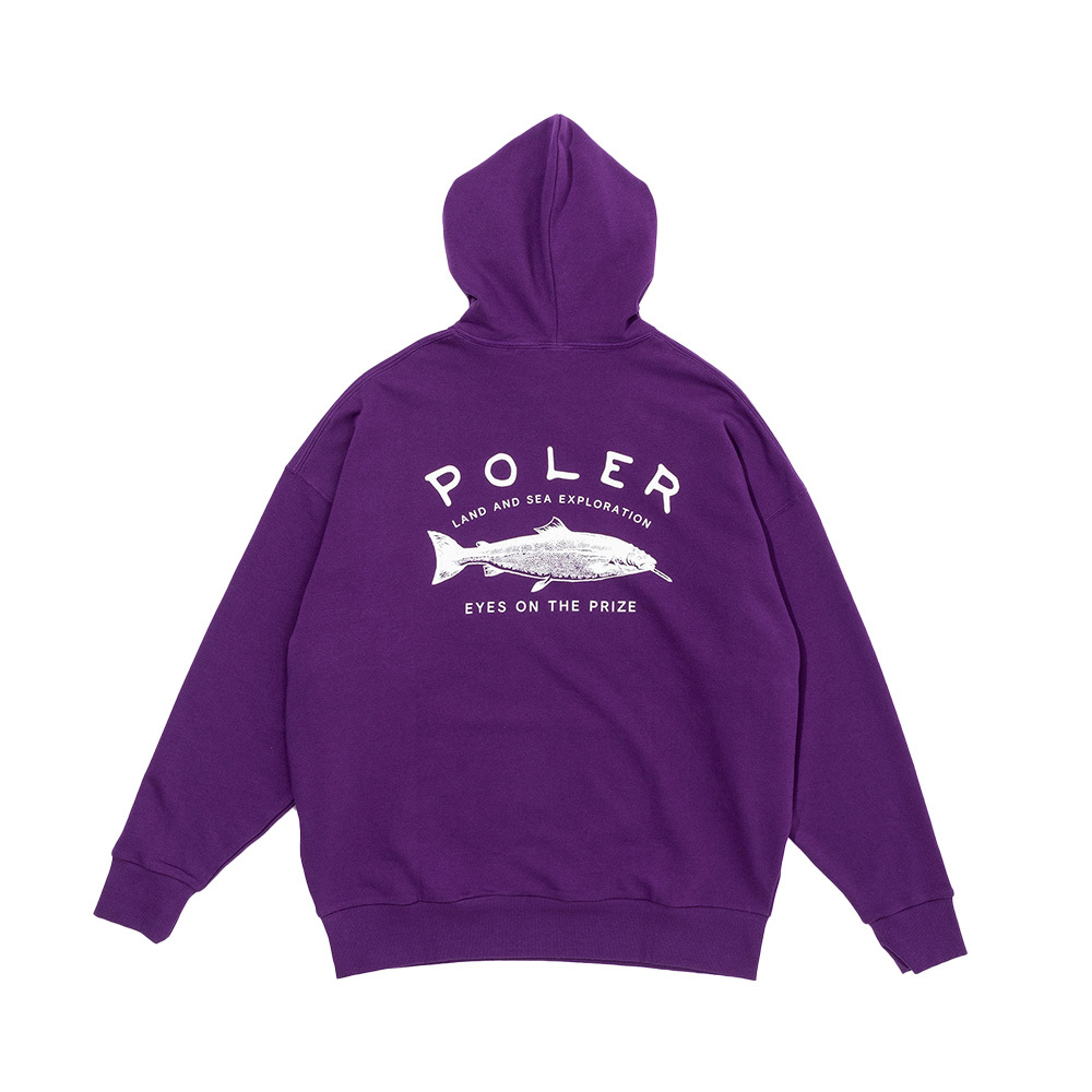 日本限定 POLER 13oz HEAVY WEIGHT RELAX FIT COLLECTION - LAND AND SEA HOOD寬鬆版連帽上衣 / 休閒上衣 / 紫色