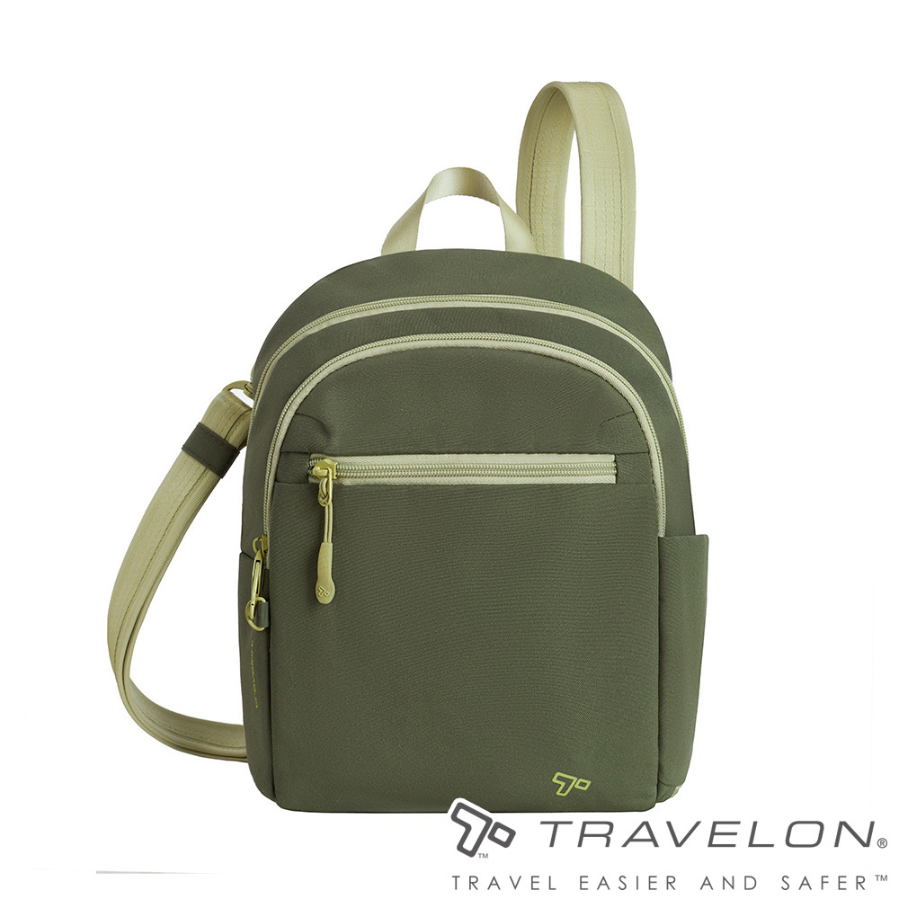 【Travelon美國防盜包】Voyages防盜斜背包(TL-43670綠/旅遊斜背包)
