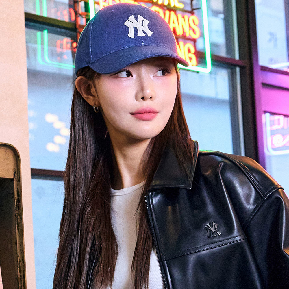 MLB 牛仔丹寧可調式硬頂棒球帽 紐約洋基隊 (3ACPD015N-50INS)