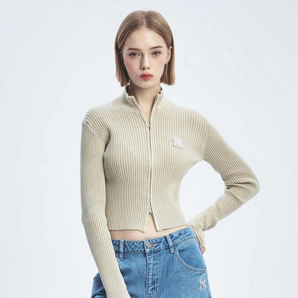 MLB 女版長袖復古水洗針織衫 紐約洋基隊 (3FKCB0151-50SAM)