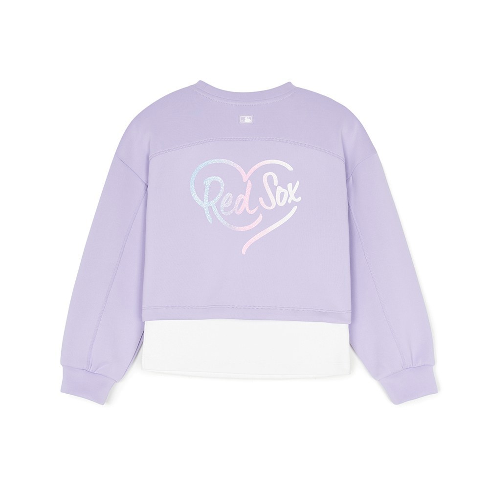 MLB KIDS 抗UV防曬涼感大學T+背心兩件組 童裝 Heart系列 波士頓紅襪隊 (7FMTH0151-43LDL)