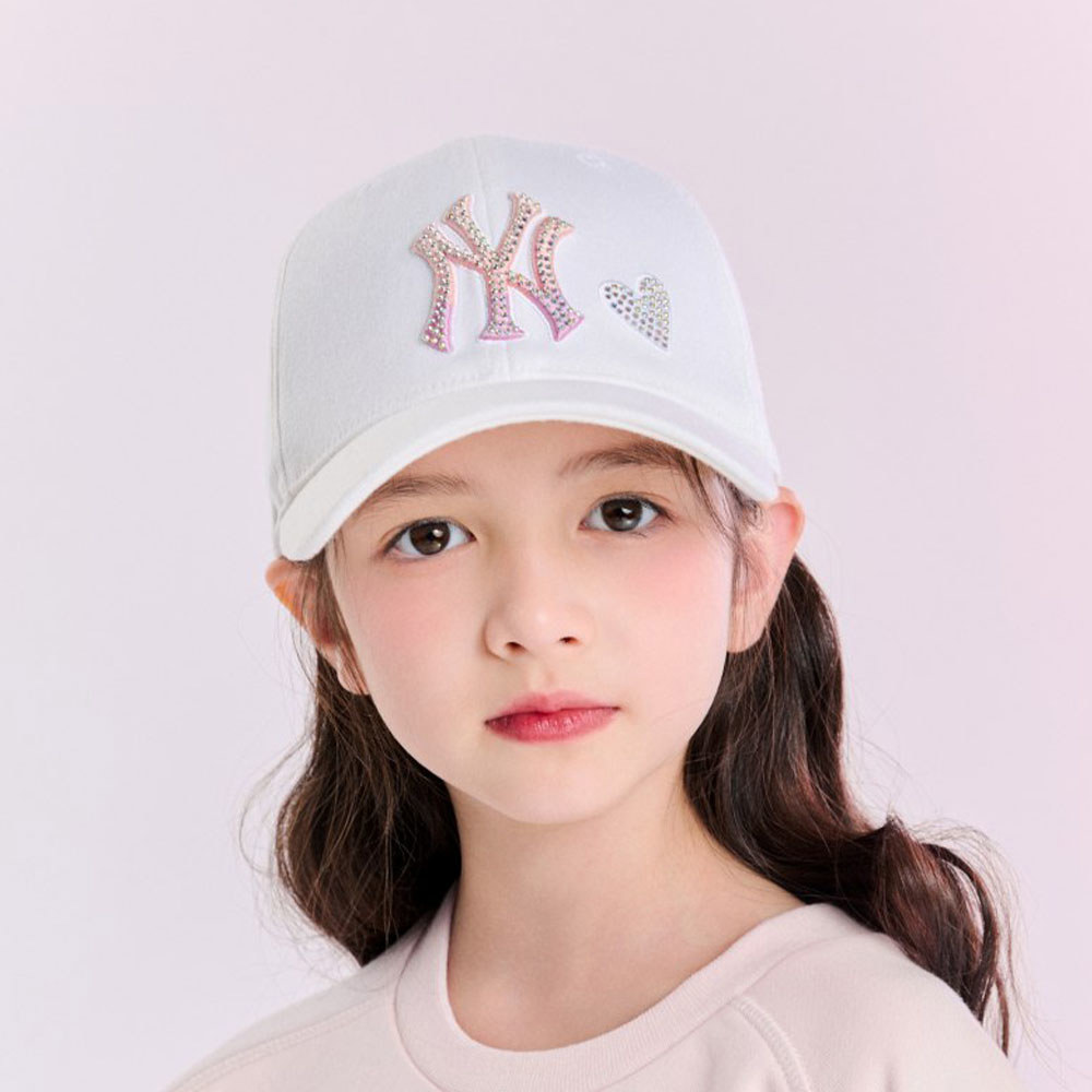 MLB KIDS 可調式水鑽棒球帽 童帽 紐約洋基隊 (7FCP4405N-50WHS)