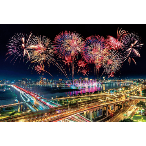 台灣景點 夜光拼圖(1000片)-台北大稻埕煙火節
