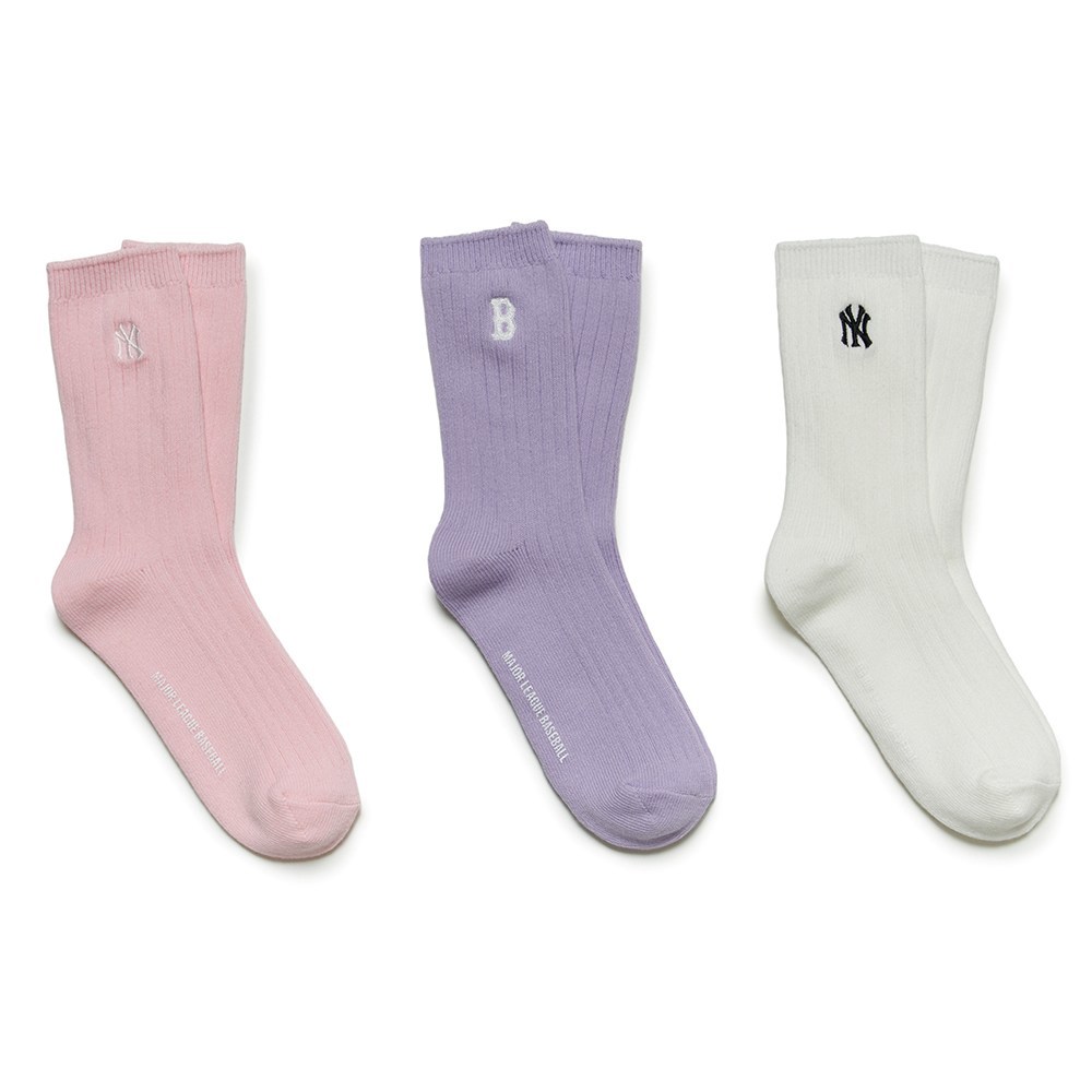 MLB KIDS 中筒襪三入組 童襪 洋基/紅襪隊 (7ASOB055N-00PKL)