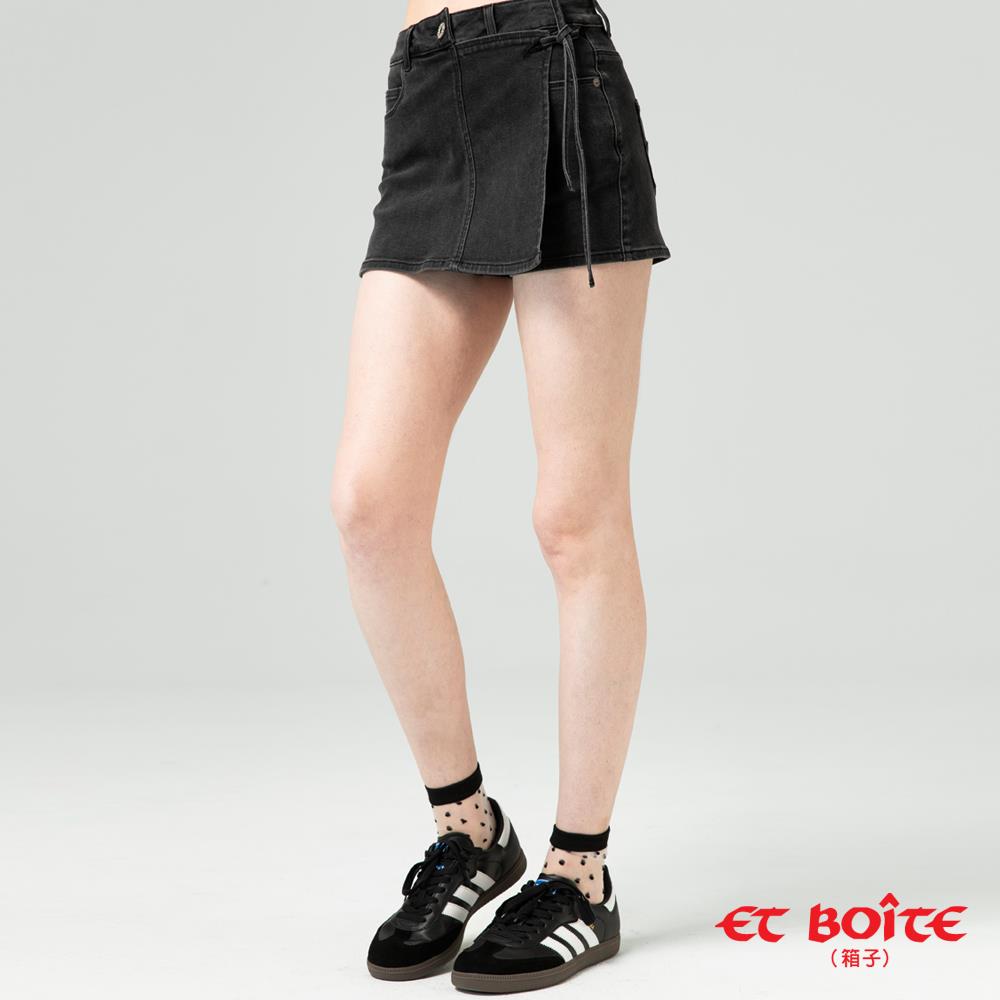 【新品↘結帳再88折㊣】黑曜有彈高腰綁繩褲裙 -  BLUE WAY ET BOîTE 箱子