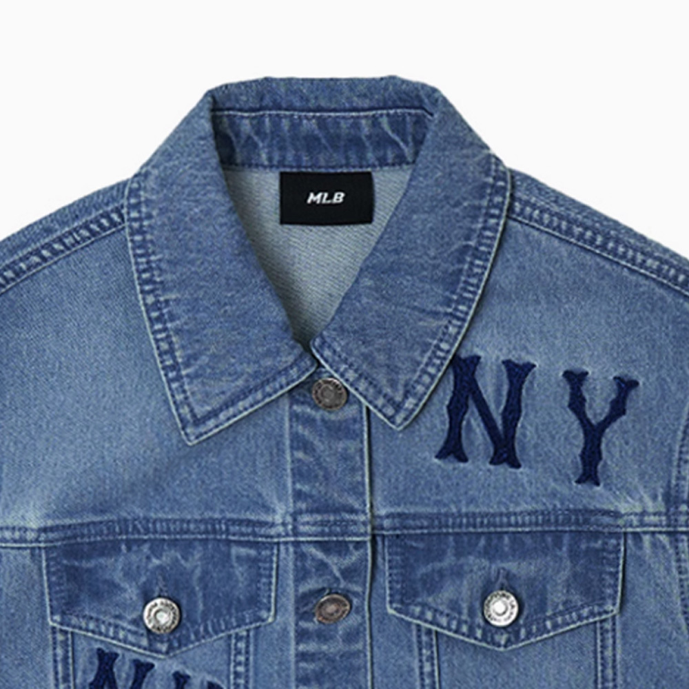 MLB 女版牛仔丹寧背心 紐約洋基隊 (3FVTG0151-50BLL)