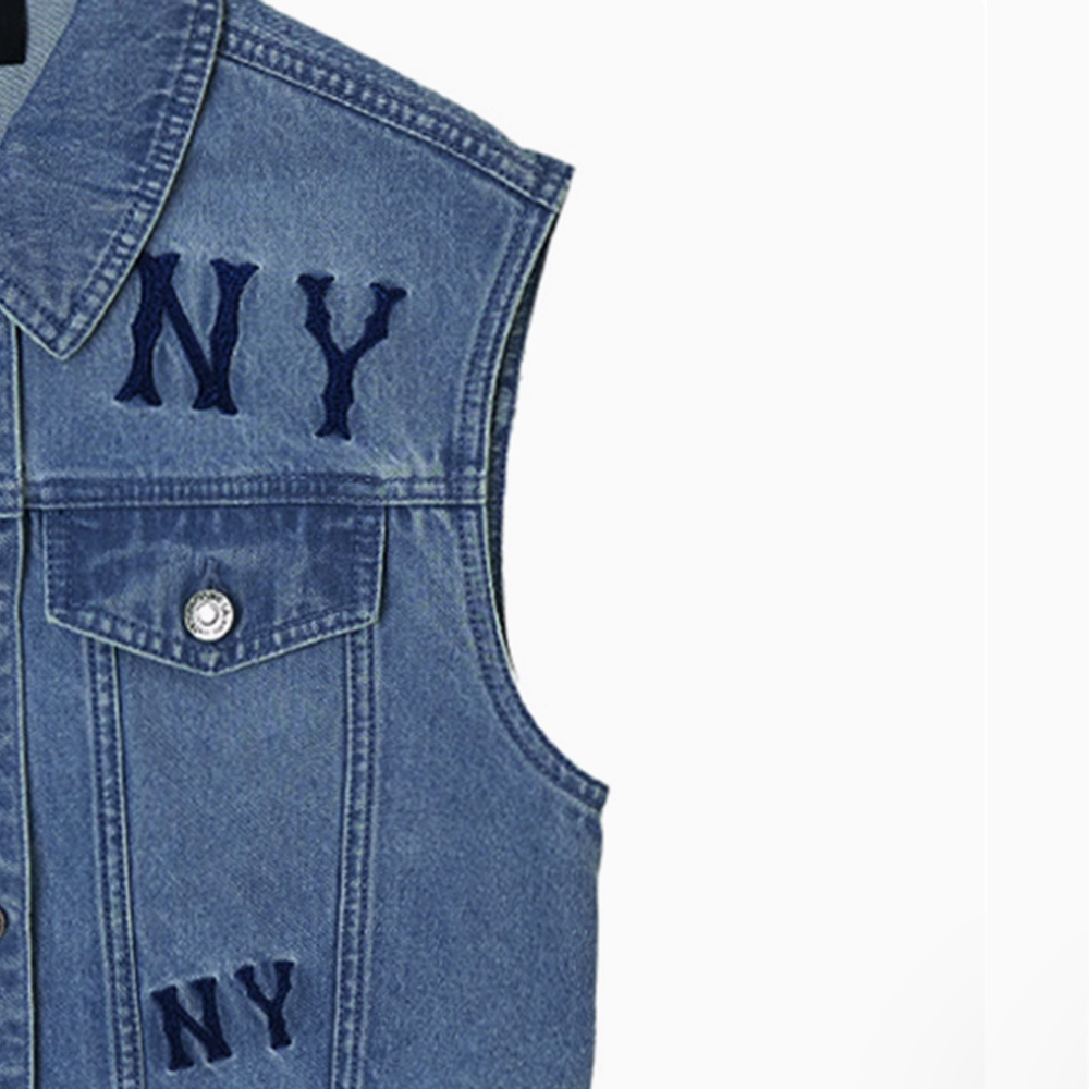 MLB 女版牛仔丹寧背心 紐約洋基隊 (3FVTG0151-50BLL)