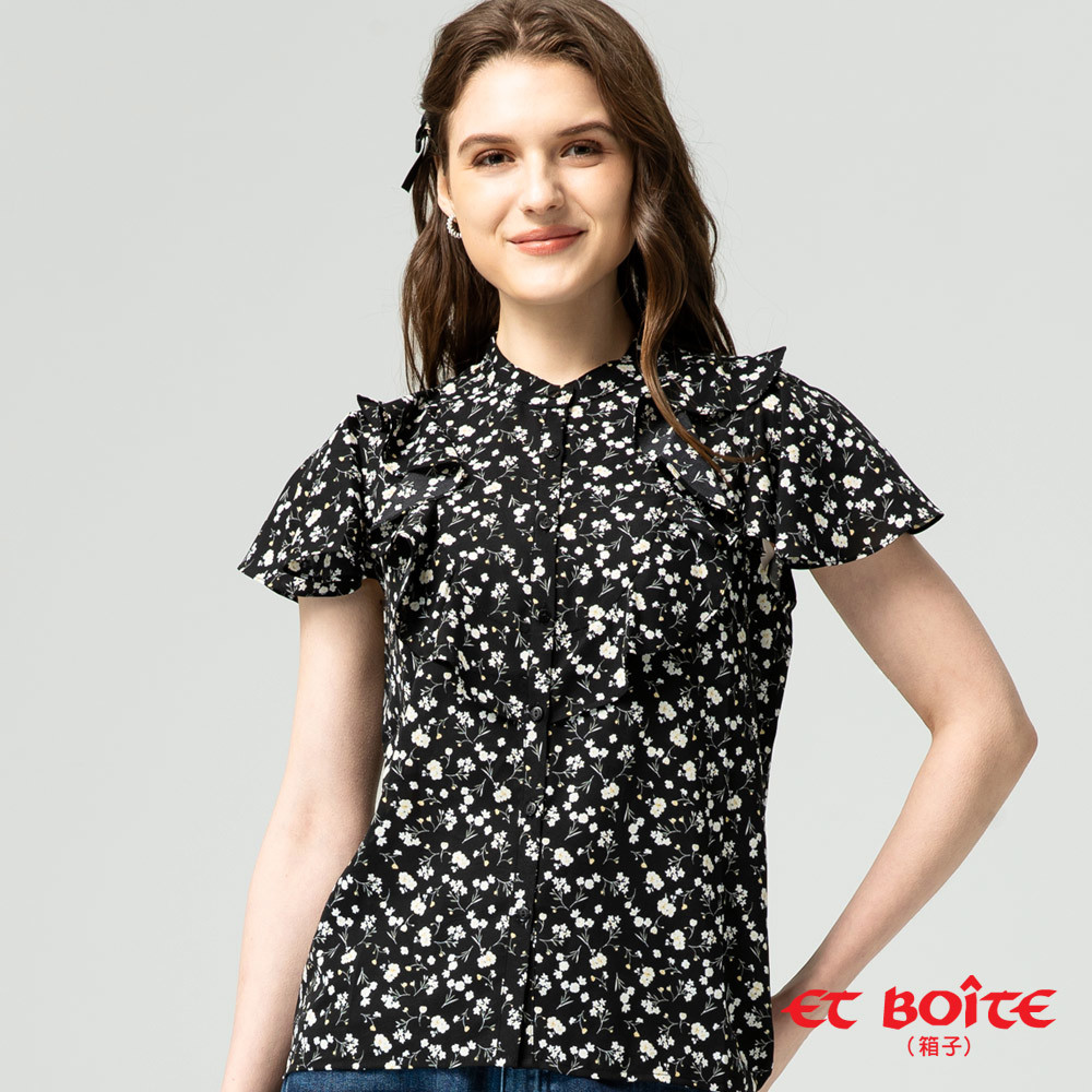 【獨家首降↘5折】典雅碎花荷葉袖上衣 - BLUE WAY ET BOîTE 箱子