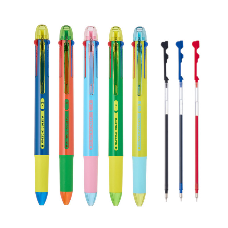 (限量)PILOT百樂 80年代復古風系列 超細三色變芯筆組(筆+藍黑紅筆芯)-藍/橘/淺藍/綠/黃