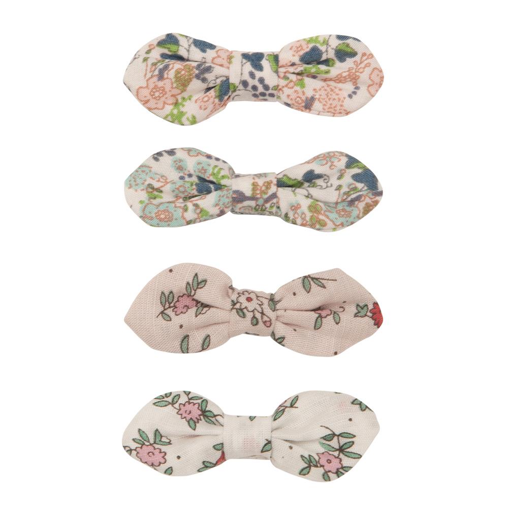 英國Mimi & Lula SS25_春日花園_粉嫩碎花蝴蝶結髮夾4入