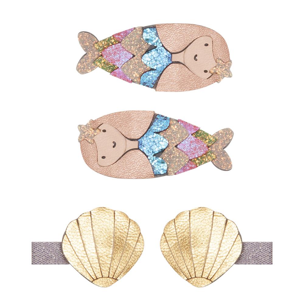 英國Mimi & Lula_SS25_海洋公園_美人魚綜合髮夾4入