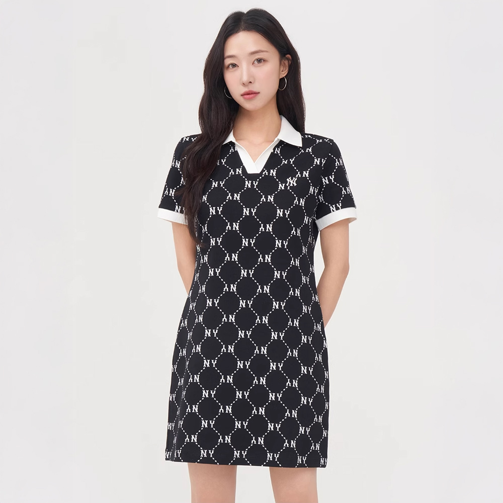 MLB 連身裙 洋裝 長版上衣 Monogram系列 紐約洋基隊 (3FOPM0453-50BKS)