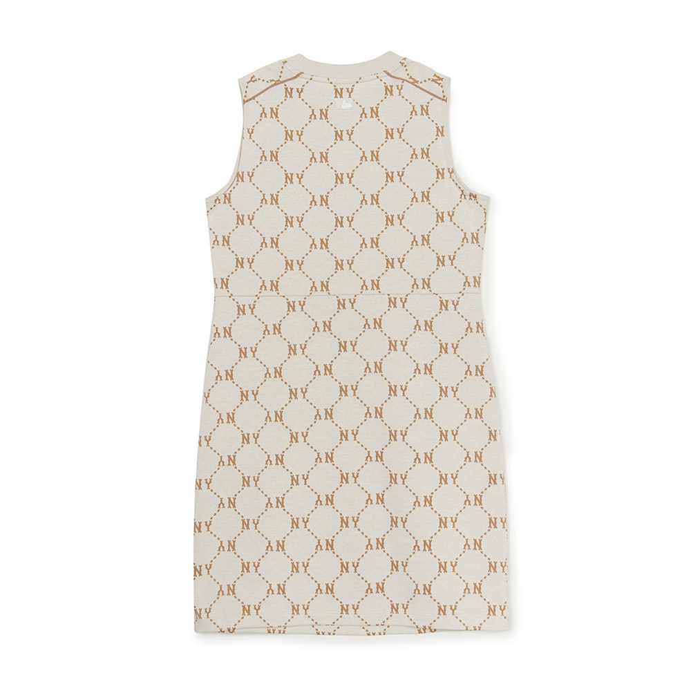 MLB 無袖連身裙 洋裝 長版上衣 Monogram系列 紐約洋基隊 (3FOPM0553-50IVS)