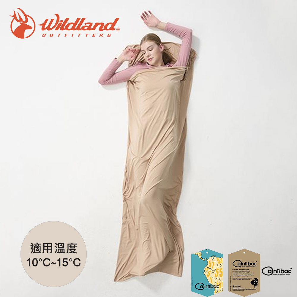 【荒野 WildLand】輕能量纖維親膚保暖睡袋-內套(小麥色)露宿袋內袋 登山露營|WLEB0W2682-121