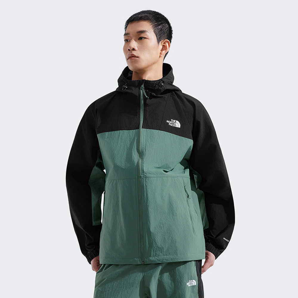 【10/24 12點週末限定】The North Face北面男款綠色WindWall防風連帽防風外套｜8BWKLFW
