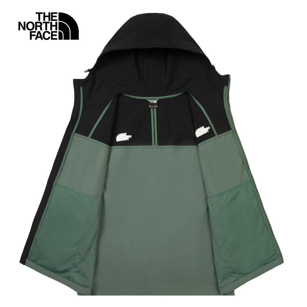 【10/24 12點週末限定】The North Face北面男款綠色WindWall防風連帽防風外套｜8BWKLFW
