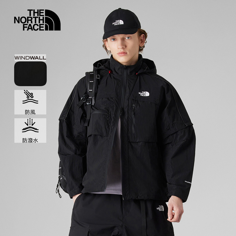 UE男款黑色DWR防潑水連帽防風外套｜8CJPJK3