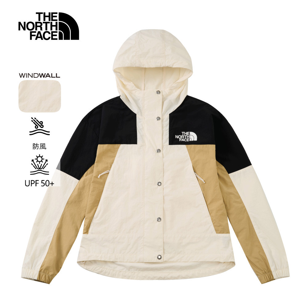 【10/25 00點週末限定】The North Face北面女款米白色WindWall防風外套｜8CJSROU