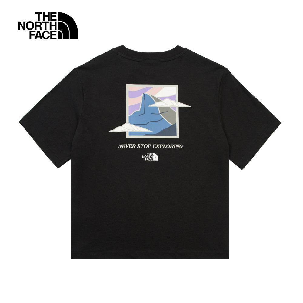 The North Face北面女款黑色純棉大尺寸印花短袖T恤｜8DCAJK3