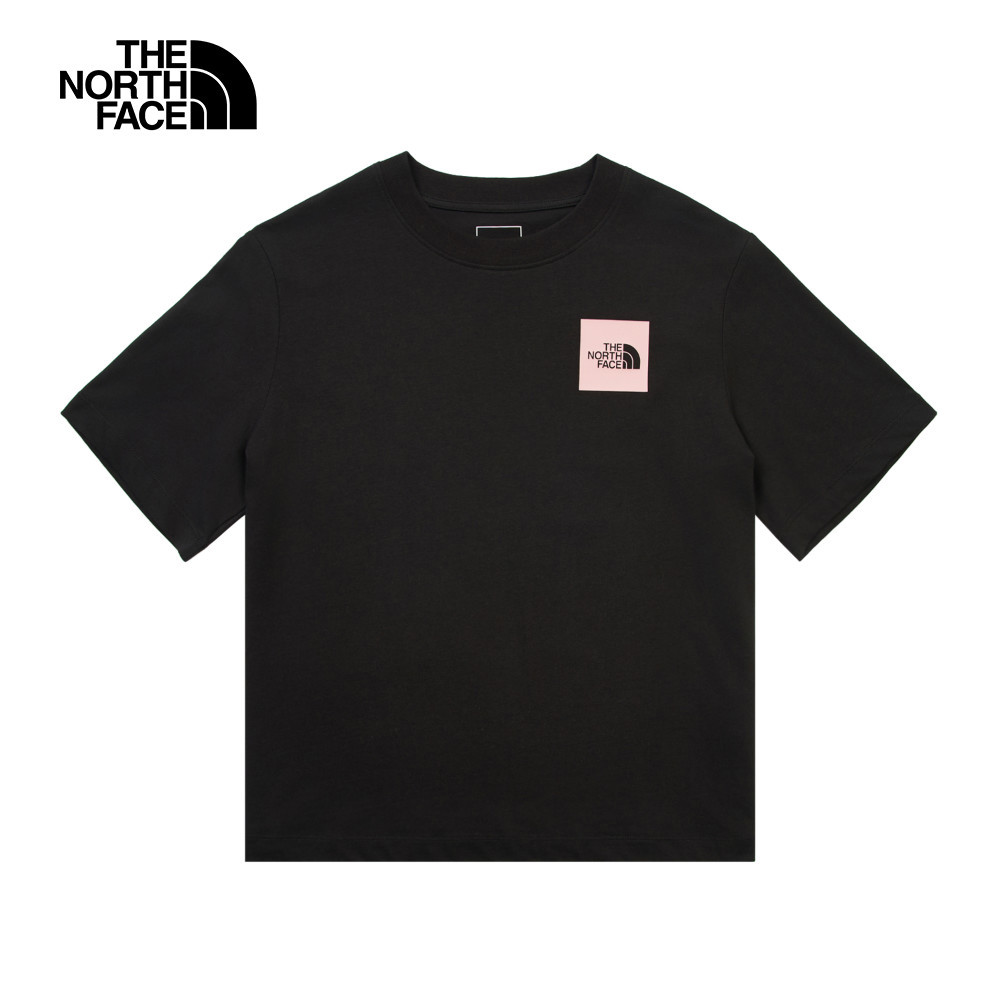 The North Face北面女款黑色純棉大尺寸印花短袖T恤｜8DCAJK3