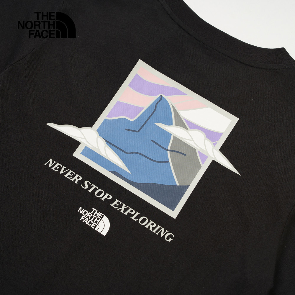 The North Face北面女款黑色純棉大尺寸印花短袖T恤｜8DCAJK3