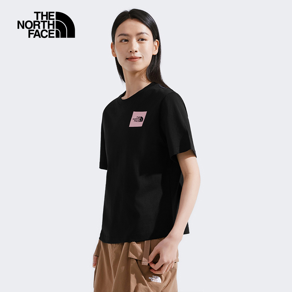 The North Face北面女款黑色純棉大尺寸印花短袖T恤｜8DCAJK3