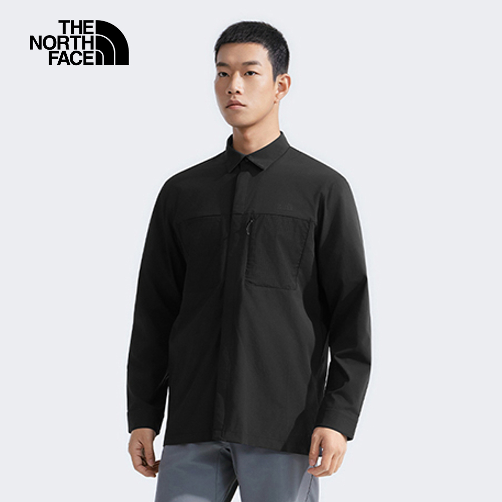 The North Face北面男款黑色LIGHTRANGE防曬長袖襯衫｜8DFZJK3
