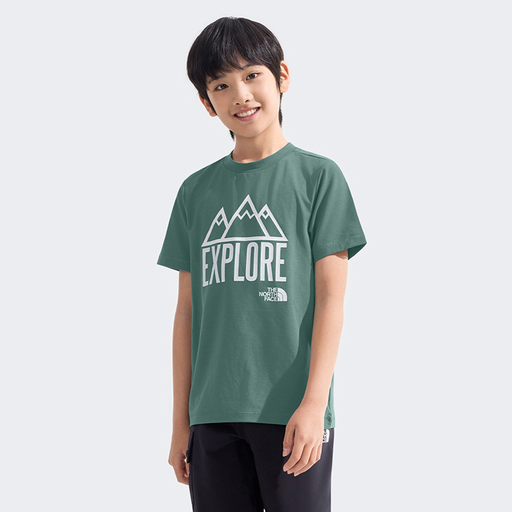 【10/25 12點週末限定】The North Face北面兒童綠色吸濕排汗大尺寸印花短袖T恤｜8AN8HCH