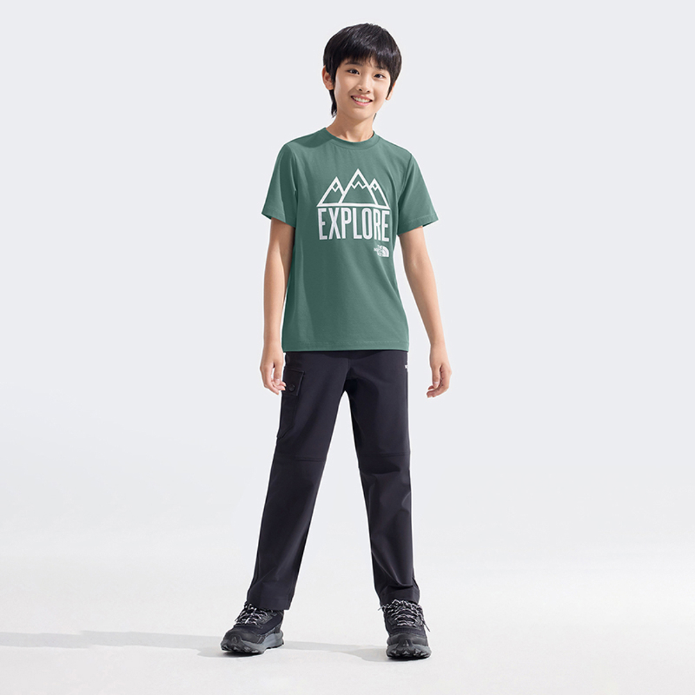 【10/25 12點週末限定】The North Face北面兒童綠色吸濕排汗大尺寸印花短袖T恤｜8AN8HCH