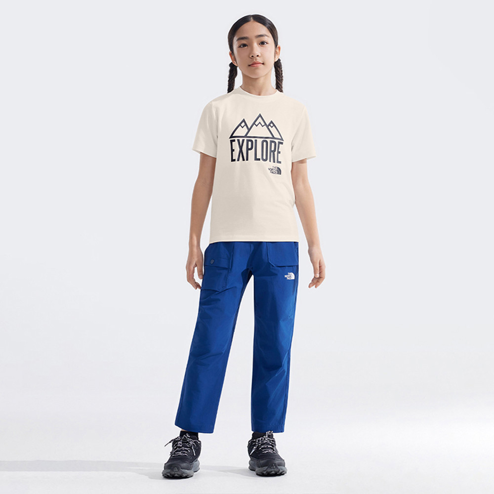 【10/25 12點週末限定】The North Face北面兒童米白色吸濕排汗大尺寸印花短袖T恤｜8AN8QLI
