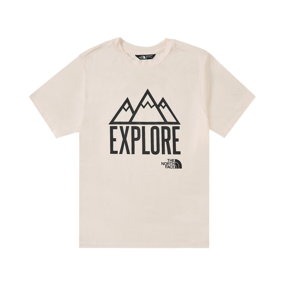 【10/25 12點週末限定】The North Face北面兒童米白色吸濕排汗大尺寸印花短袖T恤｜8AN8QLI