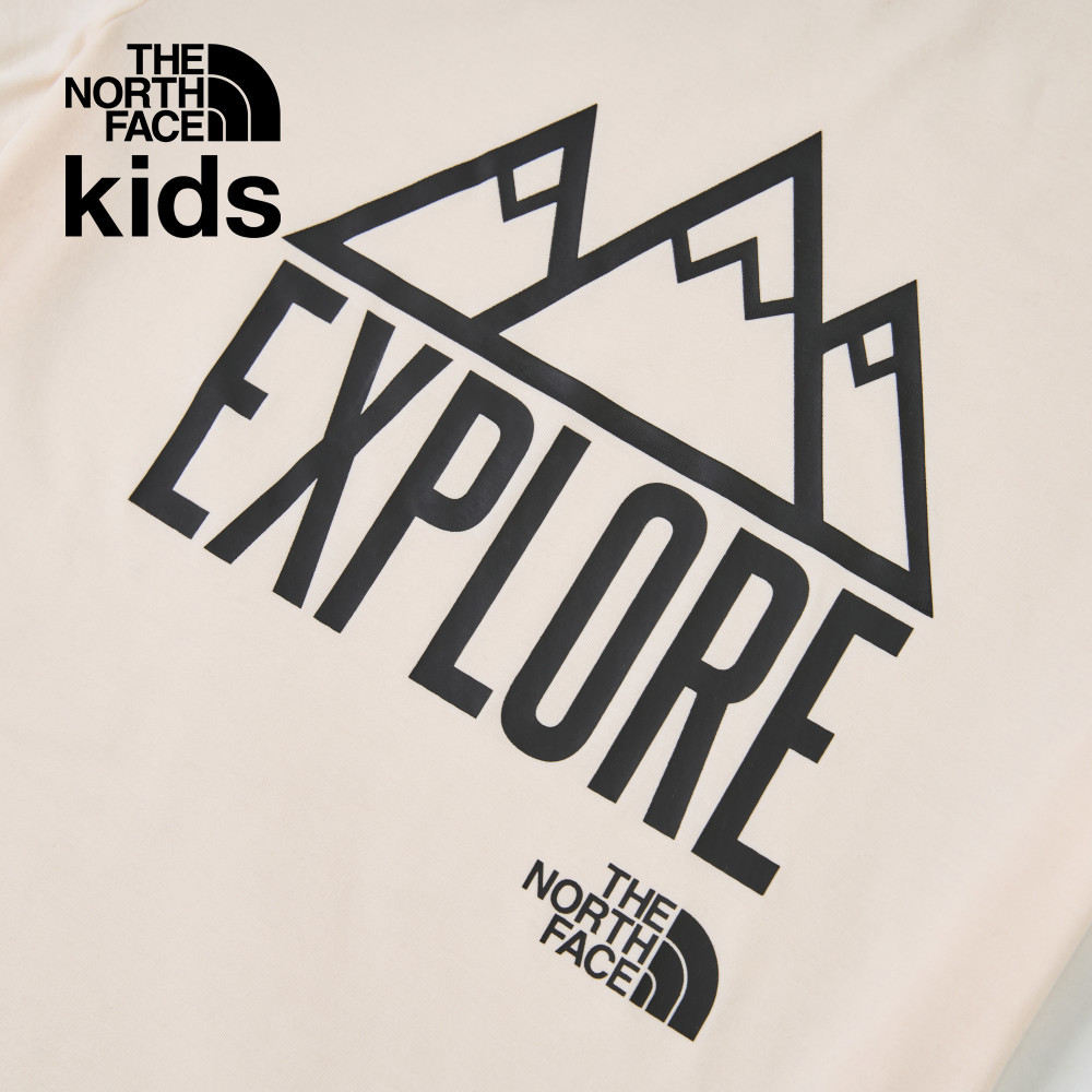 【10/25 12點週末限定】The North Face北面兒童米白色吸濕排汗大尺寸印花短袖T恤｜8AN8QLI
