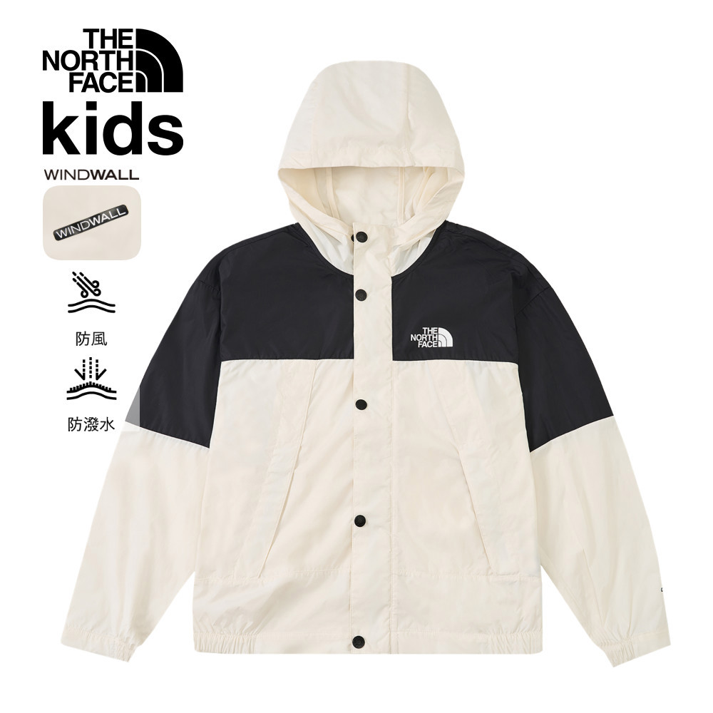【10/26 00點限時搶購】The North Face北面兒童米白色DWR防潑水防風外套｜8
