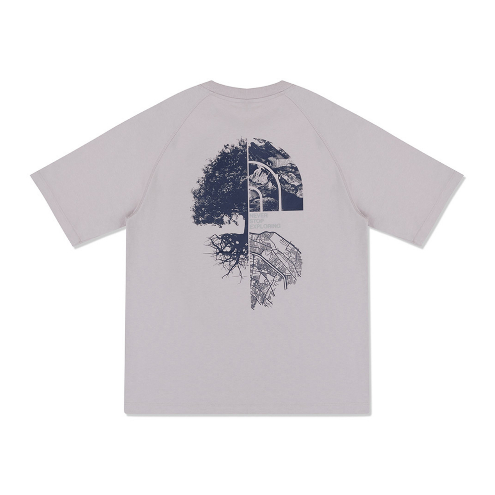 UE男款灰色純棉大尺寸印花短袖T恤｜8CKD1OA