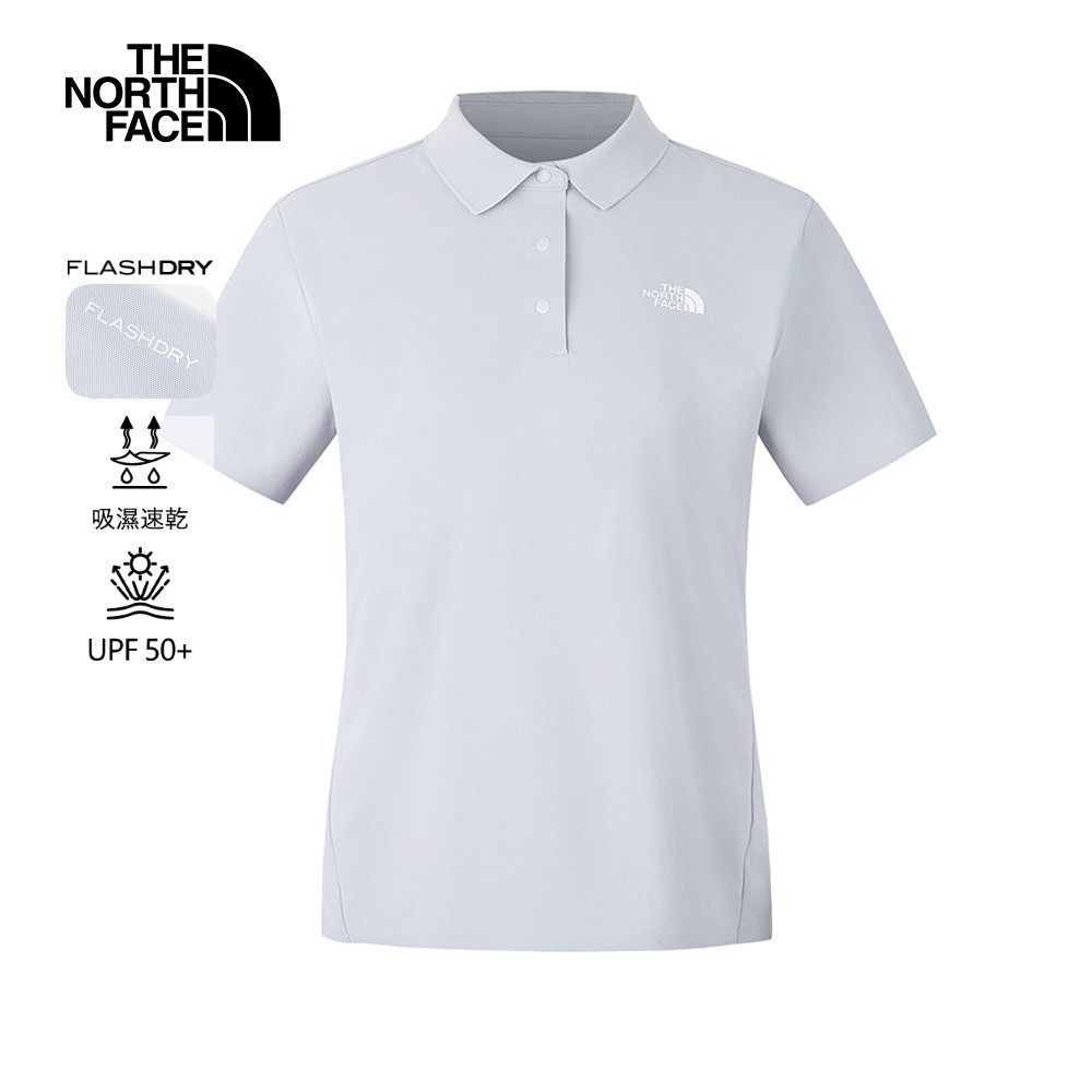 The North Face北面女款藍色吸濕排汗短袖POLO衫｜8CYZ0TI