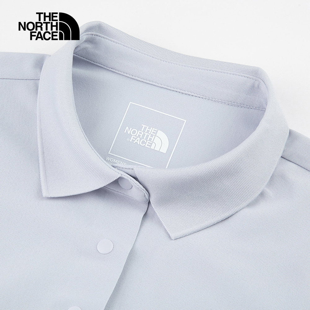 The North Face北面女款藍色吸濕排汗短袖POLO衫｜8CYZ0TI