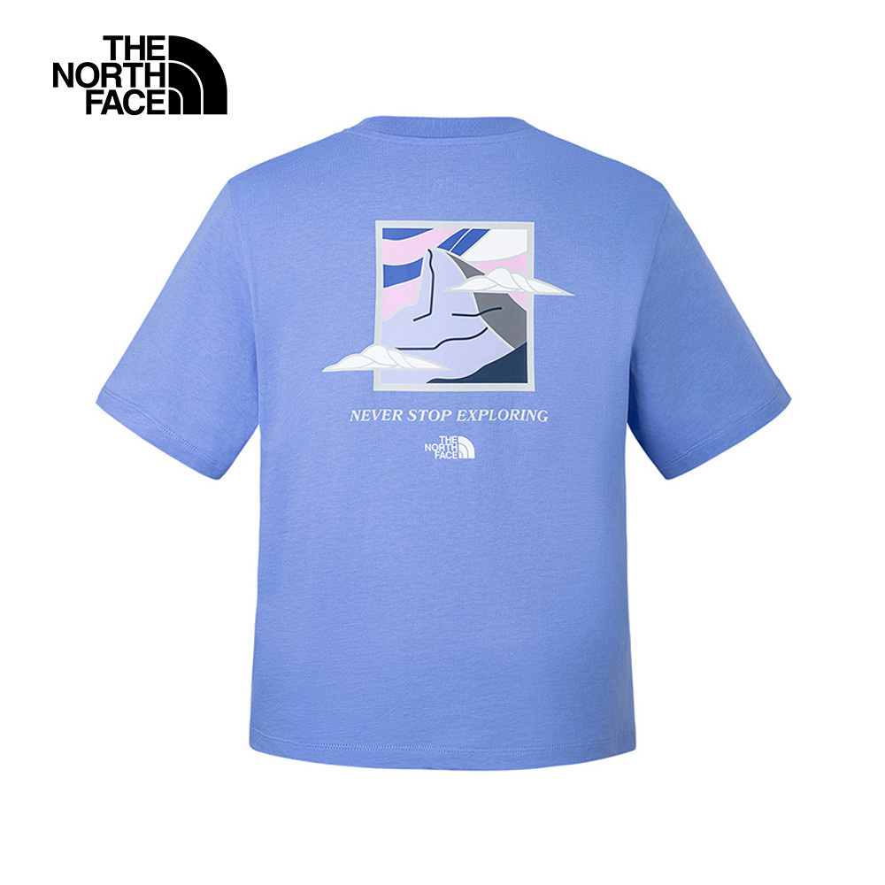 【10/27 00點限時搶購】The North Face北面女款藍色純棉舒適透氣短袖T恤｜8DCA0YI