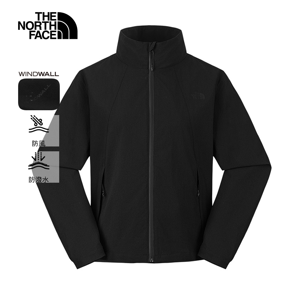 The North Face北面女款黑色DWR防潑水可打包防風外套｜8DGRJK3－優動運動商