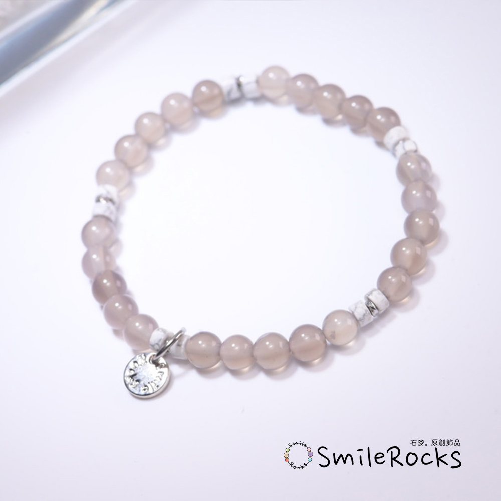 【石麥半寶石】玉髓＆白紋石手鏈 No.122499803-廠商直送