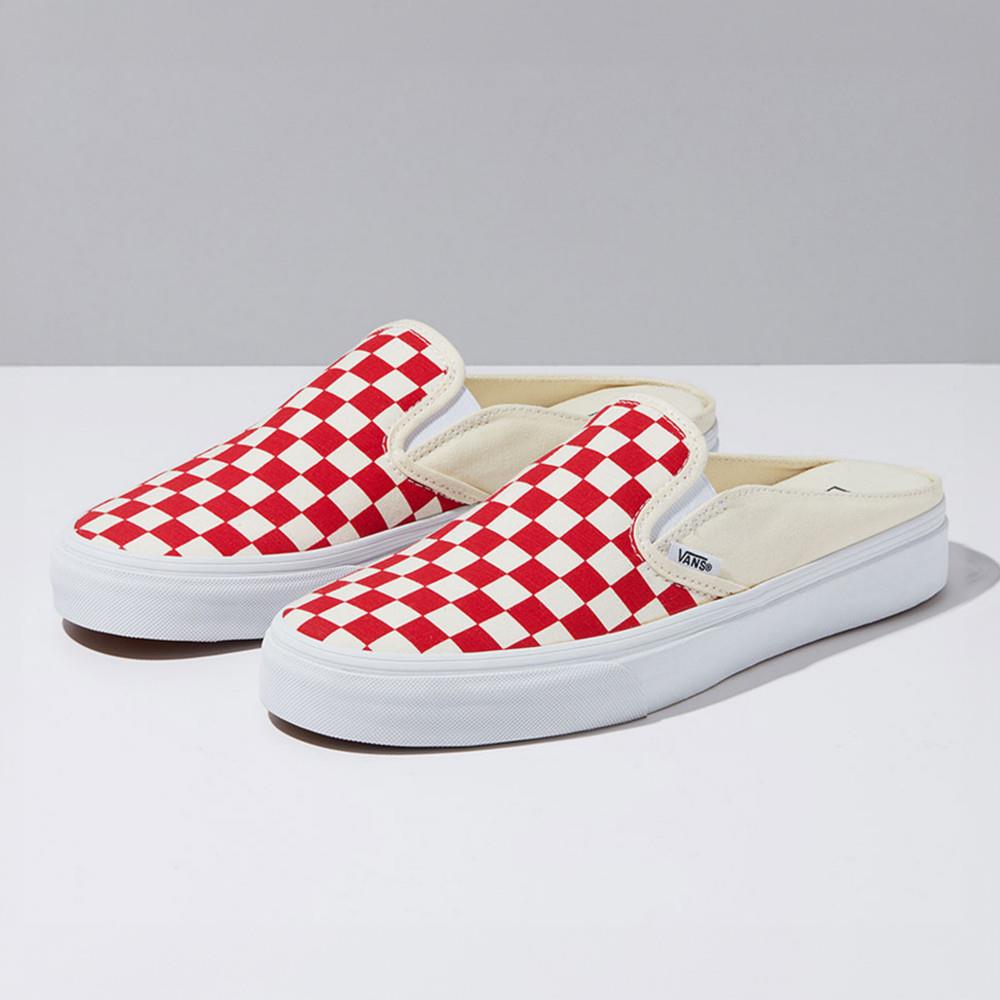 Vans UA Classic Slip-On Mule 男女款紅色棋盤格懶人拖鞋