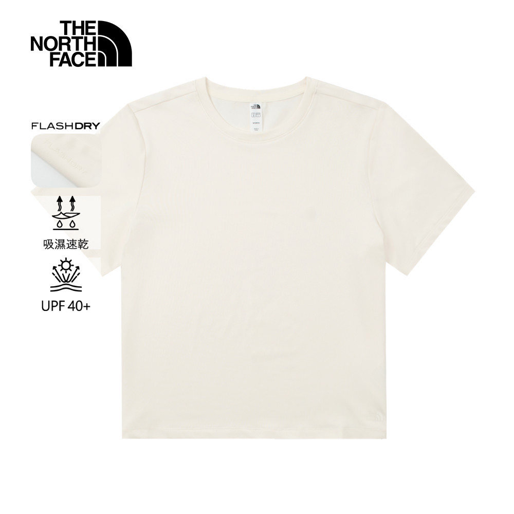 The North Face北面女款米白色UPF防曬短袖T恤｜8DFHQLI