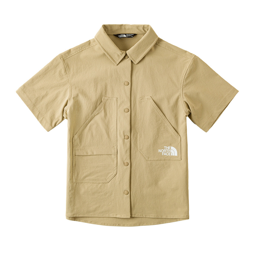 The North Face北面兒童卡其色吸濕排汗短袖襯衫｜87Z8LK5