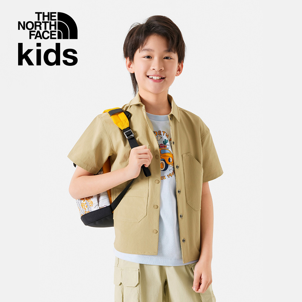 The North Face北面兒童卡其色吸濕排汗短袖襯衫｜87Z8LK5