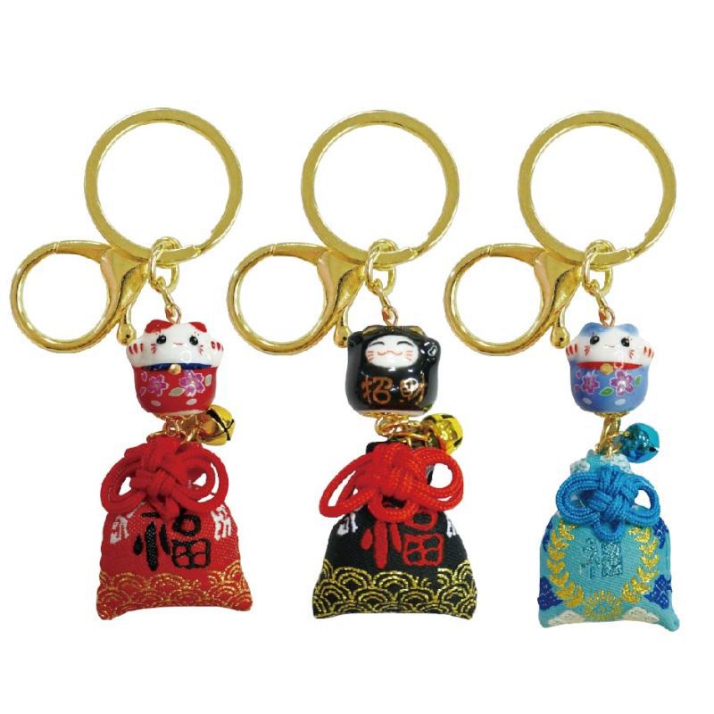 簡單生活 招財貓福袋鑰匙圈(招福)-紅/黑/藍