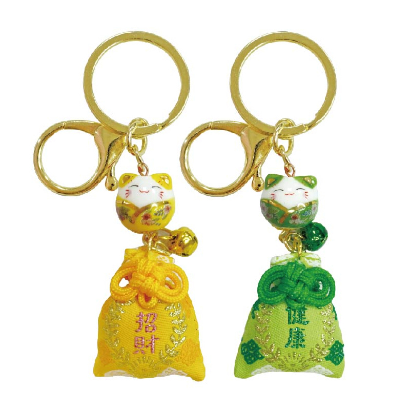 簡單生活 招財貓福袋鑰匙圈-招財/健康