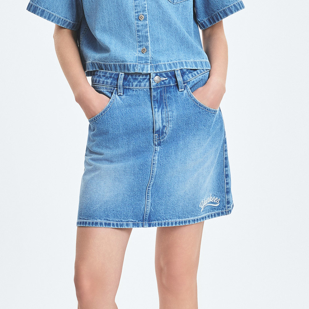 MLB Korea MLB 女版牛仔丹寧短裙 Varsity系列 紐約洋基隊 (3FDSV0153-50BLL