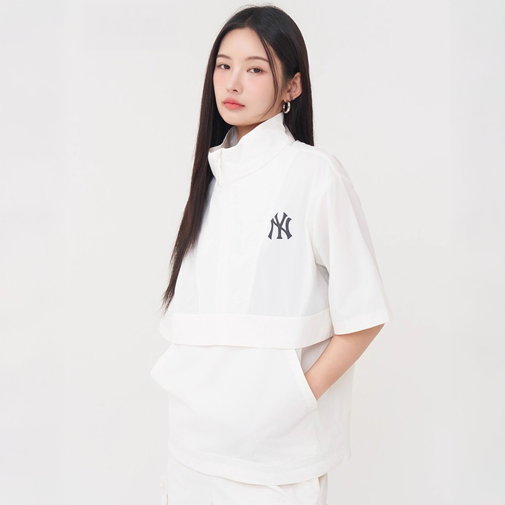 MLB 抗UV 涼感 輕薄 套頭風衣  防風上衣 紐約洋基隊 (3AWJB0553-50IVS)