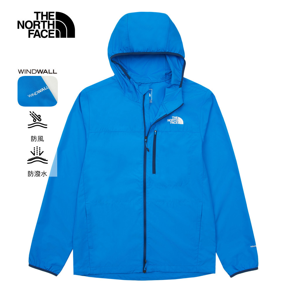 The North Face北面男款藍色DWR防潑水可打包防風外套｜83TMT4S